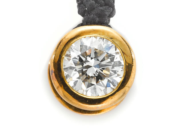 A diamond solitaire and cord necklace, Elsa Peretti, Tiffany & Co.,