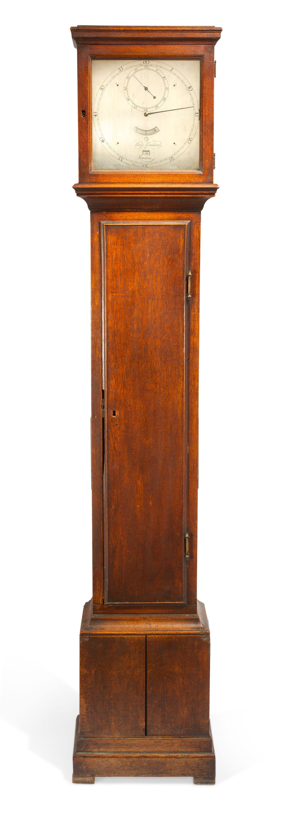 A fine mid 18th century oak floorstanding regulator of one month