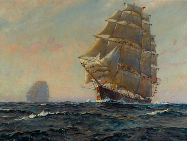 Bonhams Frank Vining Smith American 1879 1967 Clippers 30 X 40 In 76 2 X 101 6 Cm