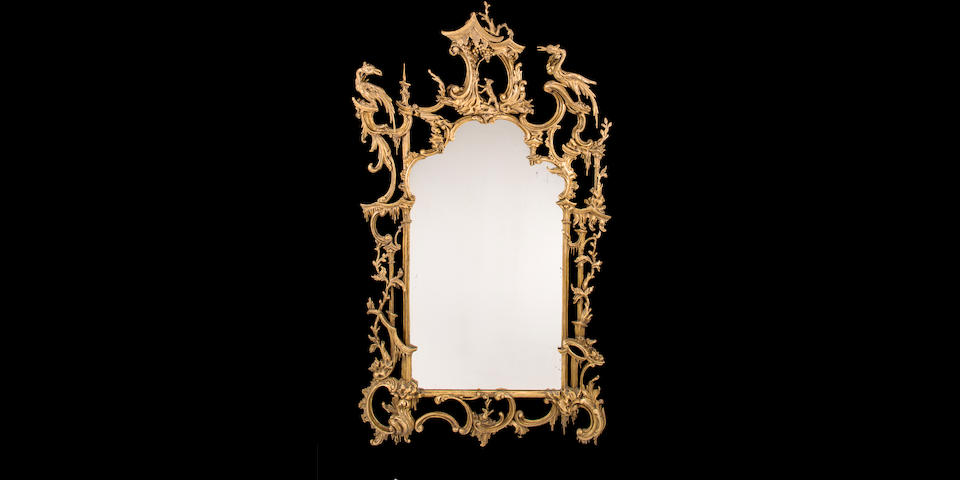 A George III carved and giltwood pier mirror attributed to Thomas Johnson, third quarter 18th century