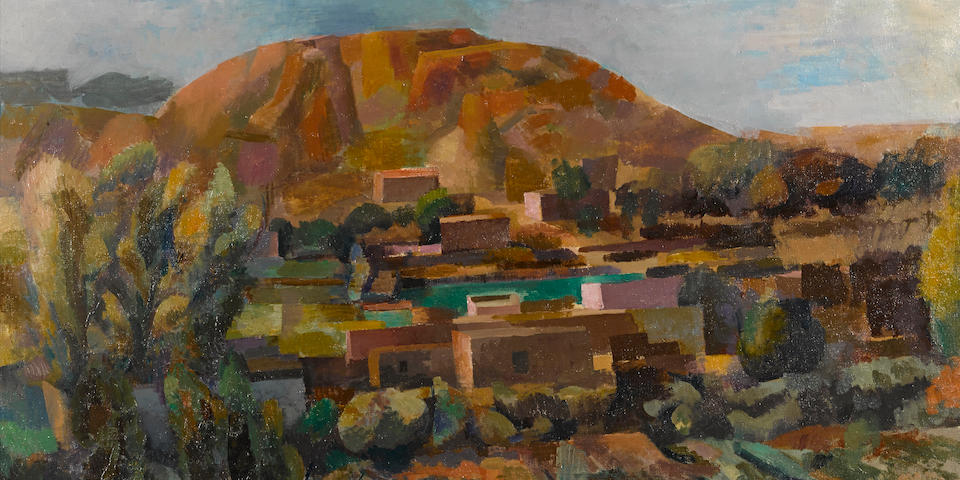 Willard Ayer Nash (American, 1898-1943) View of Santa Fe (Landscape) 28 x 36in overall: 32 3/4 x 40 3/4in