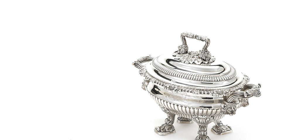 A pair of Regency sterling silver  oval footed sauce tureens by Paul Storr, London,  1815