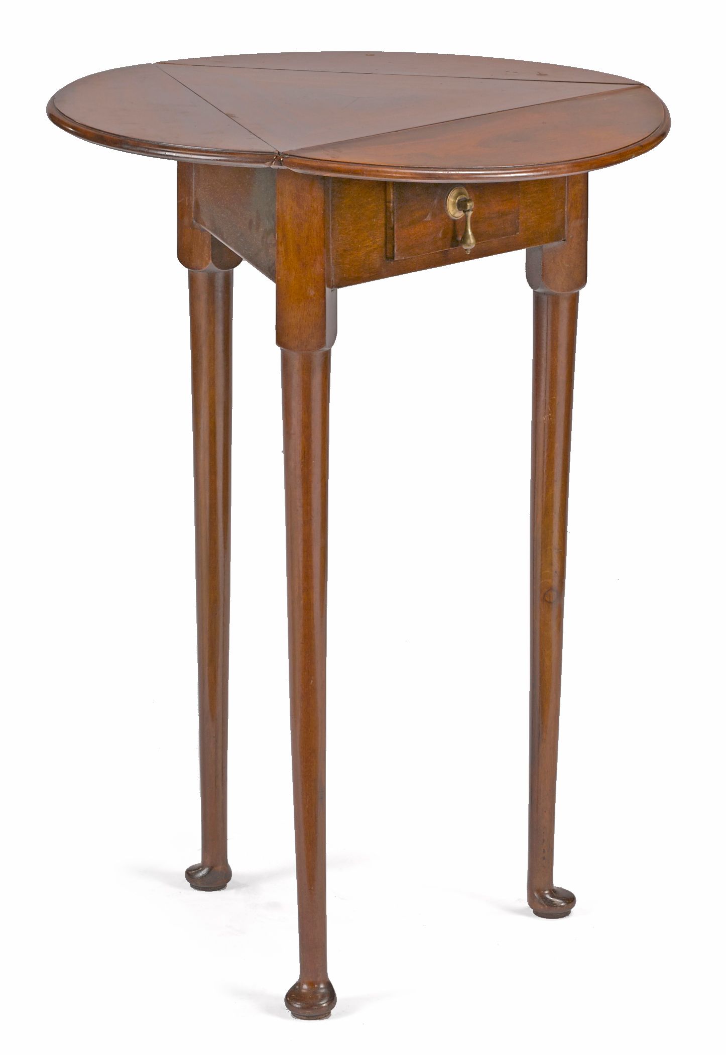 A Queen Anne style mahogany triangular drop leaf table