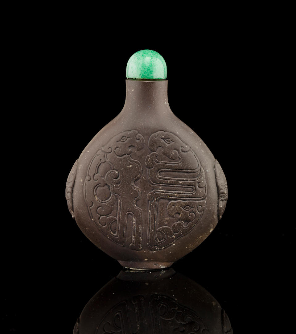 A duan stone snuff bottle    Likely Imperial, 1760-1820