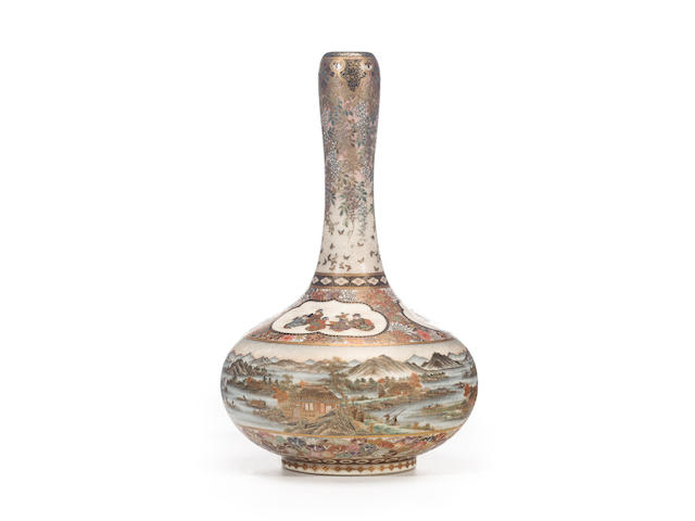 A fine Satsuma bottle vase By Yabu Meizan, Meiji period (late 19th century)