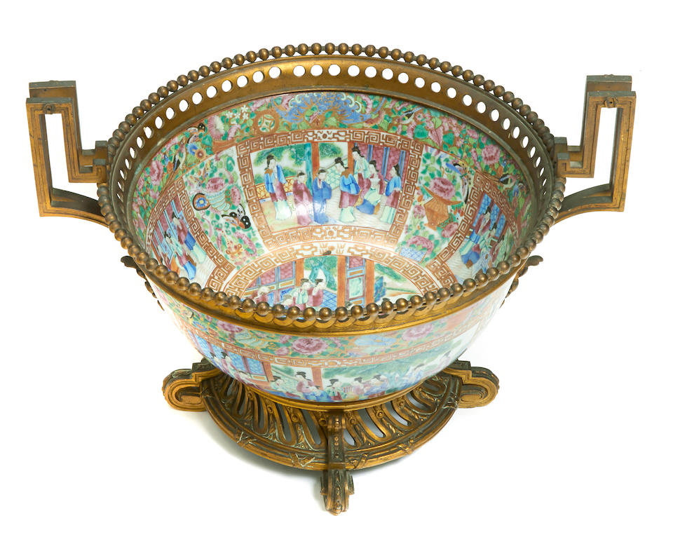 A French gilt bronze mounted Chinese porcelain center bowl late 19th century