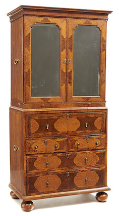 A William and Mary seaweed marquetry walnut secretary cabinet late 17th century image 1