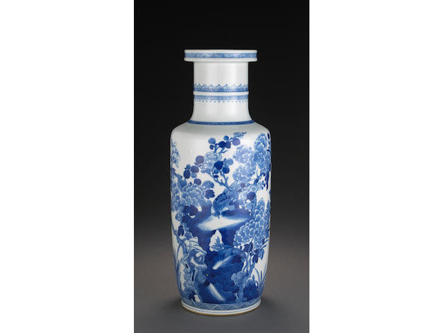 A blue and white rouleau vase Kangxi period