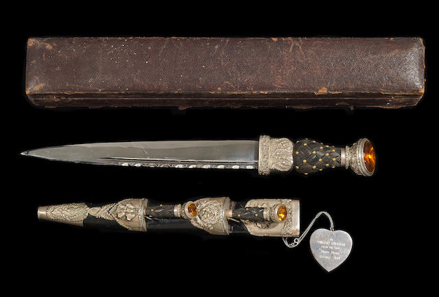 A cased silver-mounted Scottish dirk