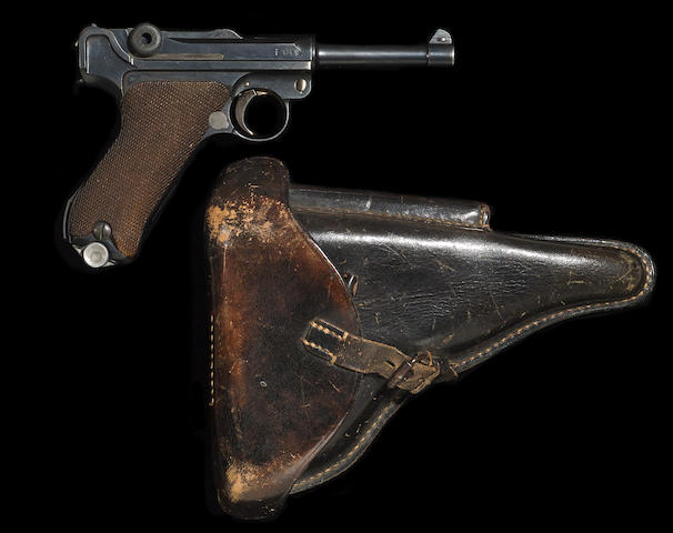 A DWM Model 1920 rework parabellum pistol with associated holster