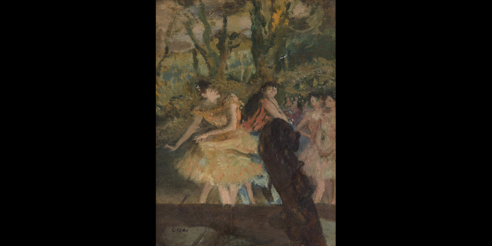 EDGAR DEGAS (1834-1917) Danseuses et contrebasse 9 x 6 3/4 in (23.2 x 17 cm) (Painted circa 1879-1880)