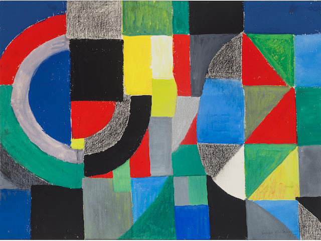 SONIA DELAUNAY (1885-1979) Rhythme color&#233; 22 1/2 x 30 1/2 in (57.2 x 77.5 cm) (Painted in 1959)