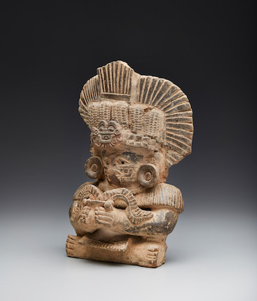 Zapotec Seated Figural Urn, Monte Alban IIIB, Late Classic, ca. A.D. 550-950 image 1