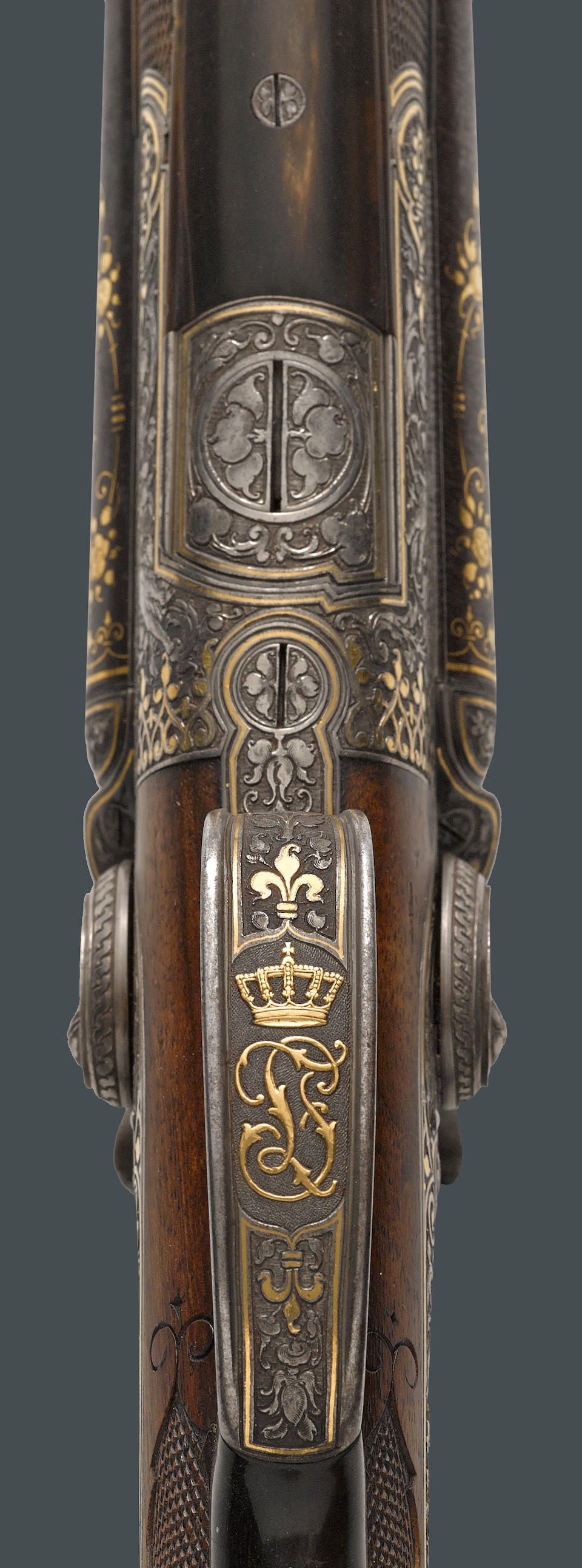 A fine gold damascened Royal Bavarian underlever cape gun by Miller & Valentin Greiss