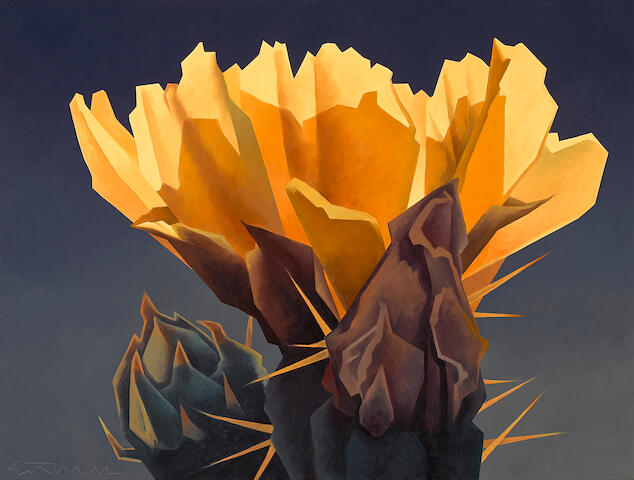 Bonhams Ed Mell American Born 1942 Cactus Bloom 30 X 40in