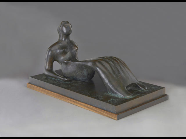 HENRY MOORE O.M., C.H. (1898-1986) Working Model for Reclining Figure: Bone Skirt 27 in (69 cm) (length, including base) (Cast in 1977-79)