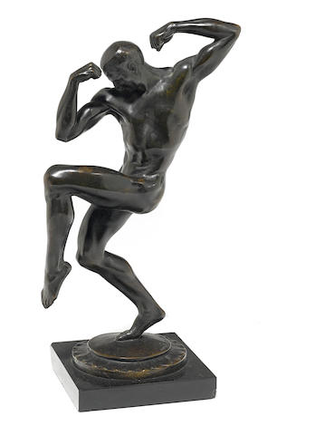 Harriet Whitney Frishmuth (American, 1880-1980) Slavonic Dancer 12 3/4in high on a marble base 3/4in high (Modeled in 1921.)