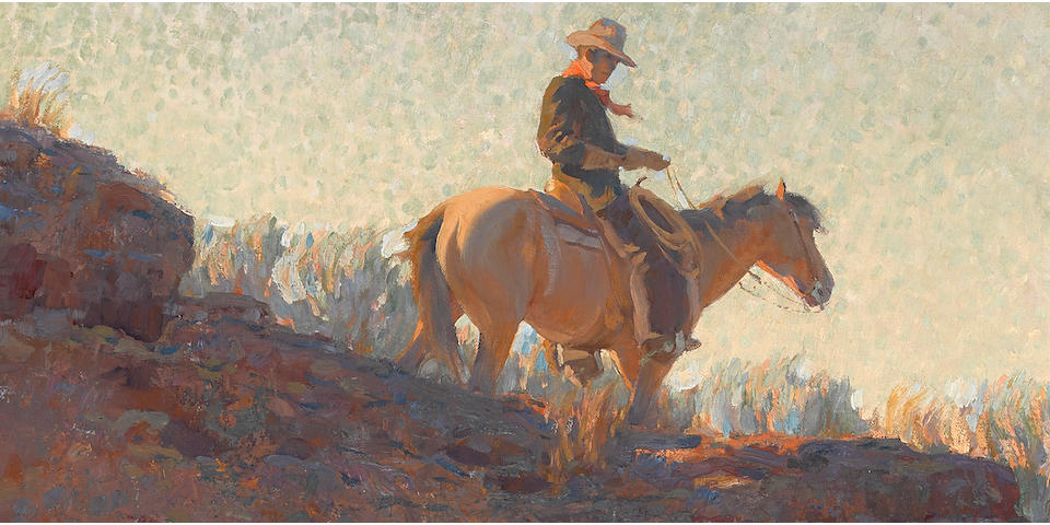 Maynard Dixon (1875-1946) The lone trail 30 x 20in overall: 34 1/2 x 24 1/2in (Painted in 1912)