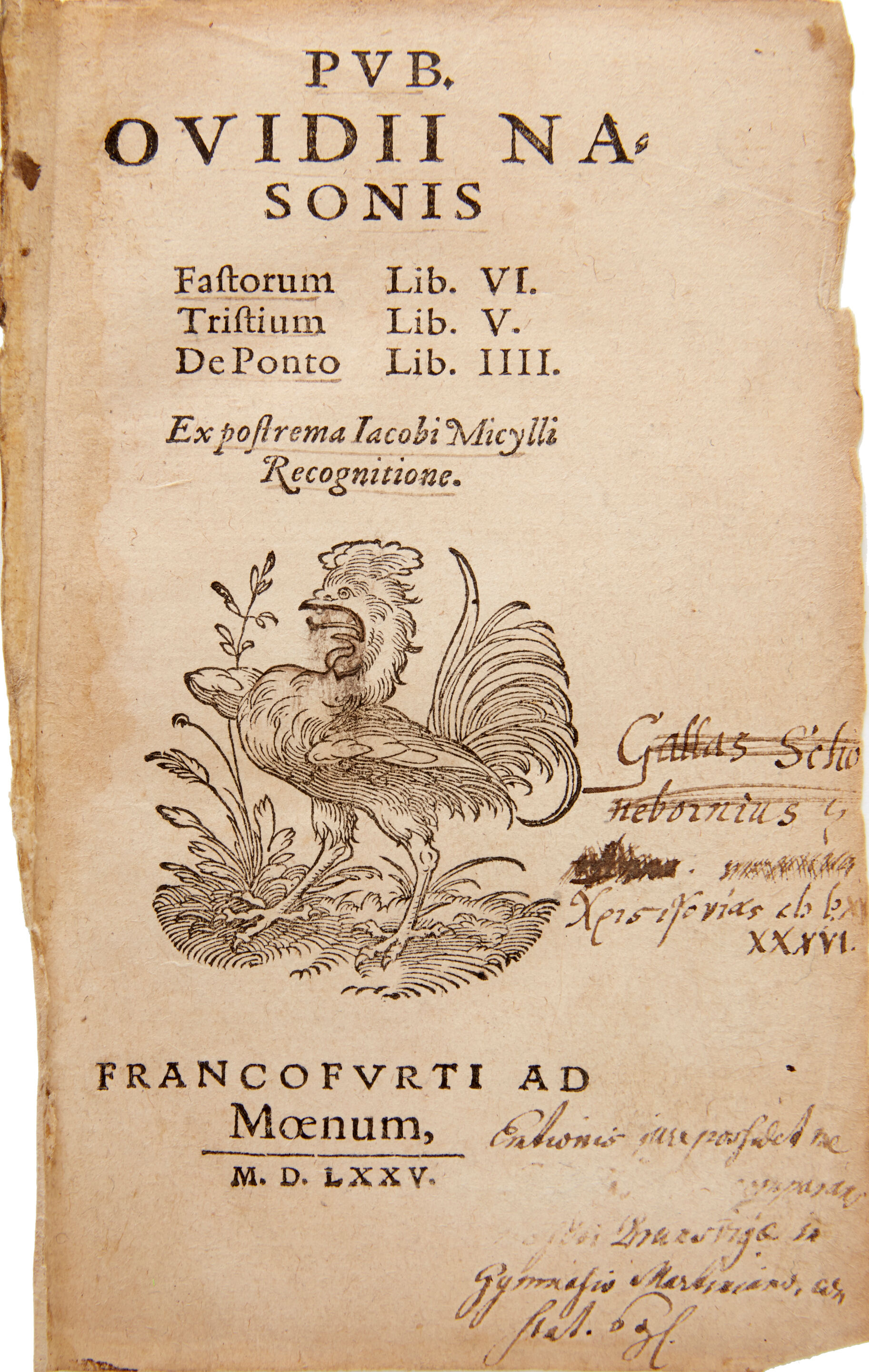 Bonhams Ovid Ptolemy Fastorum Lib Vi Tristium Lib V De Ponto Lib Iiii Ex Postrema Iacobi Micylli Recognitione With Ptolemy Claudius Cl Ptolemaei Inerrantium Stellarum Significationes Per Nicolaum Leonicum E