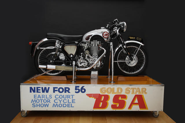 Star of the Earl's Court Show, Fully Motorized Engine and Suspension,1956 BSA B34 Gold Star Clubmans "Cutaway" Motorcycle and Display Stand