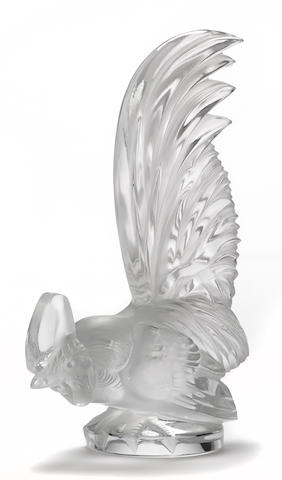 A 'Coq Nain' glass mascot by Ren&#233; Lalique, French, 1928,  Height 7 ins.