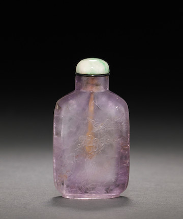 An amethyst 'landscape' snuff bottle  Rustic Crystal Master School, 1750-1860 image 13