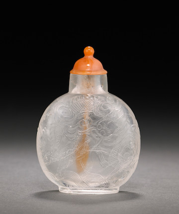 A carved rock crystal snuff bottle  1750-1860 image 1