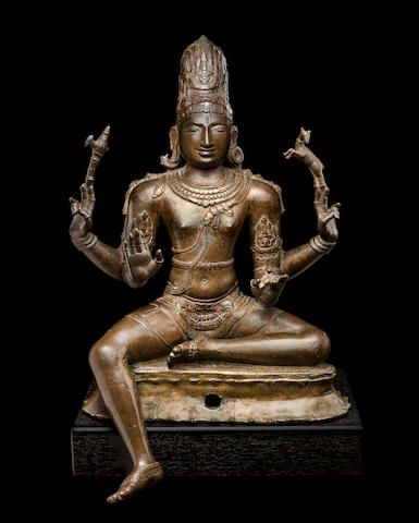 Bonhams : A copper of figure of Shiva Sukhasanamutri South India ...