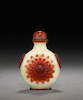 Thumbnail of A cranberry-red and white glass chrysanthemum blossom snuff bottle  1750-1800 image 1