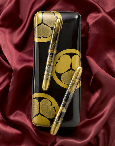 DUNHILL-NAMIKI: Golden Tiger and Black Cat A-Grade Maki-e Fountain Pens, Emperor-Size, Commissioned by Kaikhosru Shapurji Sorabji, Signed by Haruo and Mansui, early 1930s
