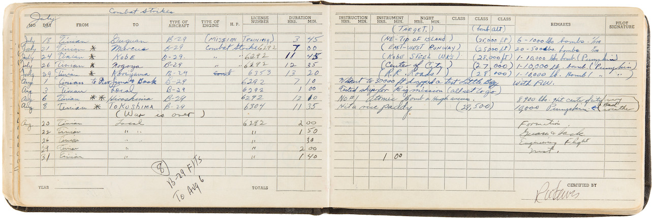 Manuscript Flight Logs of Captain Robert A. Lewis, co-pilot of the Enola Gay, 1942-1947 2 image 3