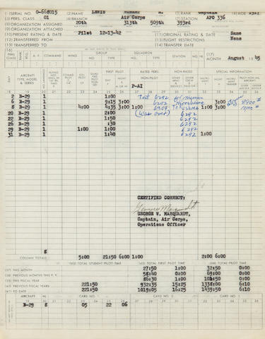 Official Flight Log and 201 File of Captain Robert A. Lewis, co-pilot of the Enola Gay 11.5 x 9.5 in 3