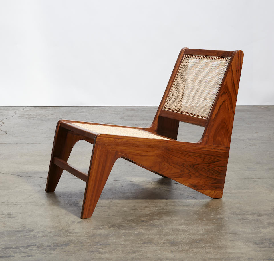 Pierre Jeanneret  Pair of Kangourou fireside chairscirca 1955sissoo and rattanheight 25 1/2in (64.5cm); width 19in (48.5cm); depth 26in (66cm)