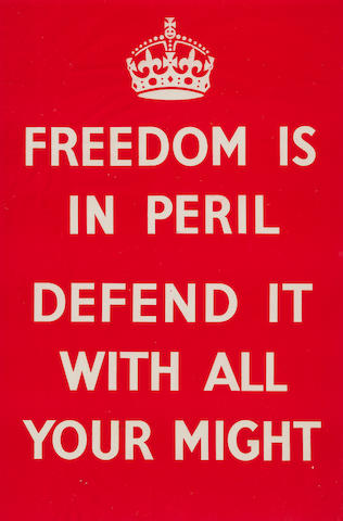 "Freedom is in Peril Defend it with all your Might"  1939 29.5 x 19.5 in (75 x 50 cm) median size