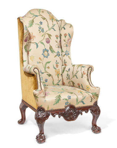 A George Ii Style Carved Walnut Tall, Tall Back Armchair