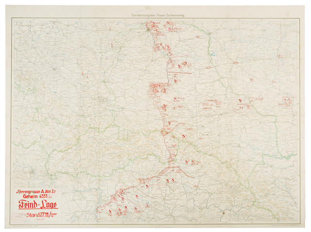 German Strategic Map for the Defense of Posen-Tschernowitz and Soviet Map of the Warsaw Area, 1944 German map: 27 x 34 in (69 x 86 cm); Soviet map: 29 x 32 in (73 x 82 cm) 2