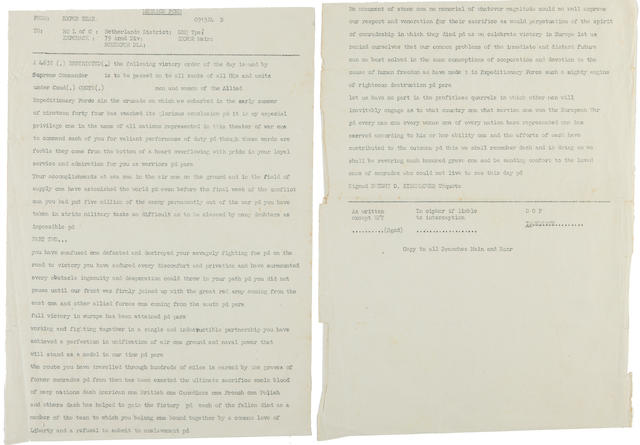 General Eisenhower's Victory Order for the Day, May 1945 12 x 8 in (30 x 20 cm)