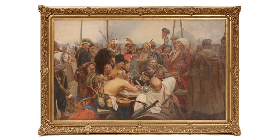In the manner of Ilya Repin (1844-1930)Reply of the Zaporozhian Cossacks to Sultan Mehmed IV of the Ottoman Empire