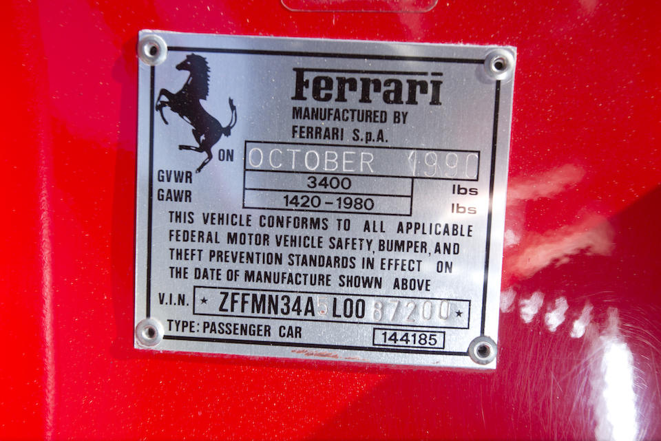 Offered from the Tony Hart Collection,1990 FERRARI F40  Chassis no. ZFFMN34A5L0087200 Engine no. 24145