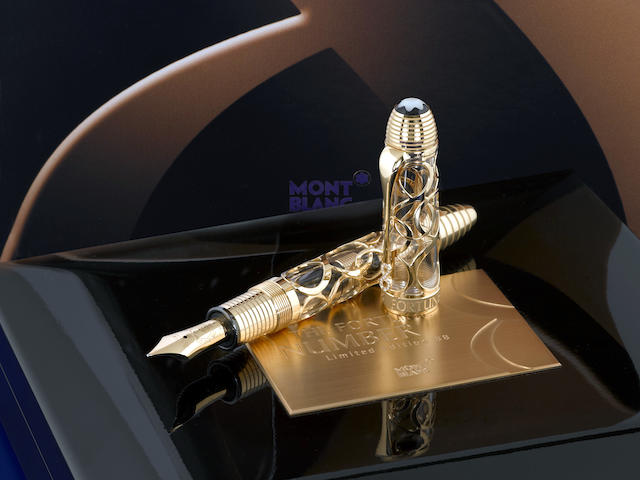 MONTBLANC: The Fortune Number 88 Solid 18K Gold Atelier Priv&#233;s Limited Edition Skeleton Fountain Pen