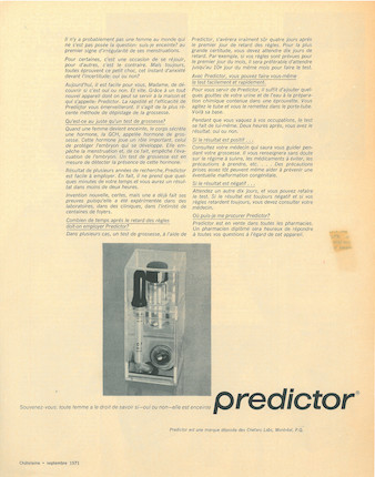 CRANE, MARGARET, INVENTORTHE FIRST HOME PREGNANCY TEST. Original Predictor home pregnancy test prototype, 1968. image 3