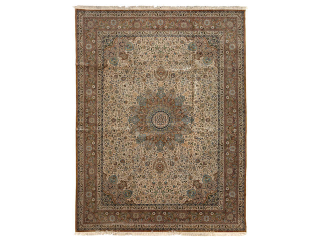 A contemporary Turkish silk rug Turkey size approximately 9ft. 1in. x 12ft. 2in.