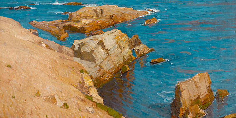 William Wendt (American, 1865-1946) The silent summer sea 40 1/2 x 50 1/2in overall: 51 1/2 x 61 1/2in (Painted in 1915)