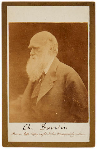 DARWIN, CHARLES. 1809-1882. Photograph Signed ("Ch. Darwin"),