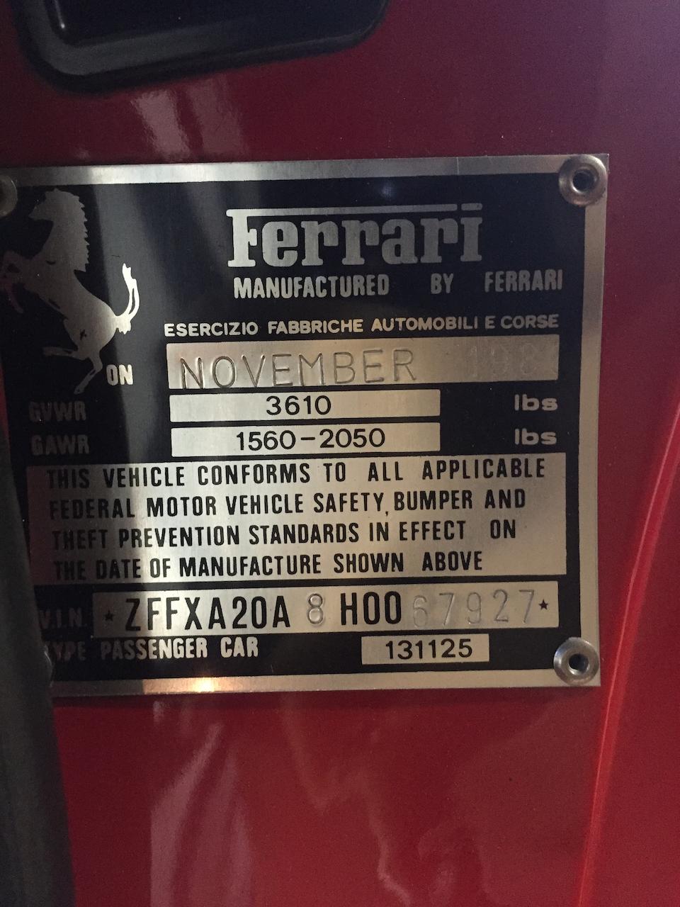 1987 FERRARI 328 GTS  Engine no. 01012