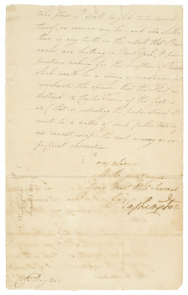 WASHINGTON, GEORGE. 1732-1799. Letter Signed (Go Washington), image 1