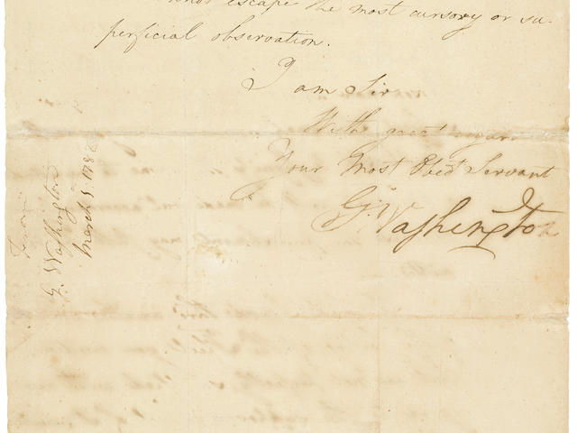 WASHINGTON, GEORGE. 1732-1799. Letter Signed ("Go: Washington"),