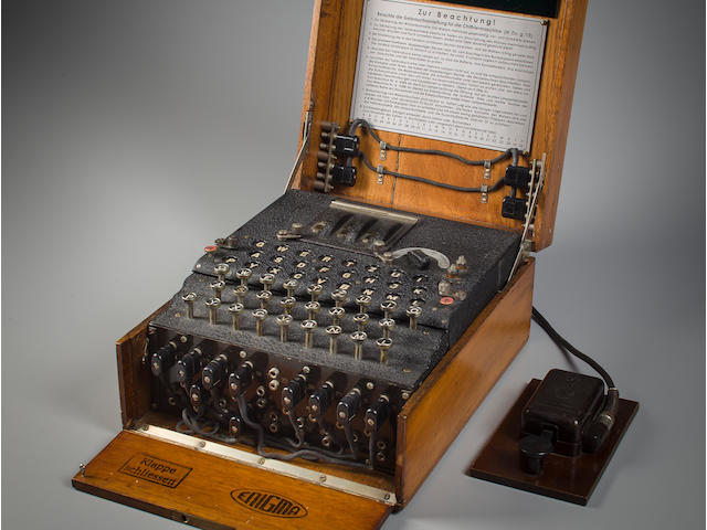 ENIGMA MACHINE. A Rare Early 3-Rotor German Enigma I Enciphering Machines (aka Heeres Enigma), Berlin, early 1930s.