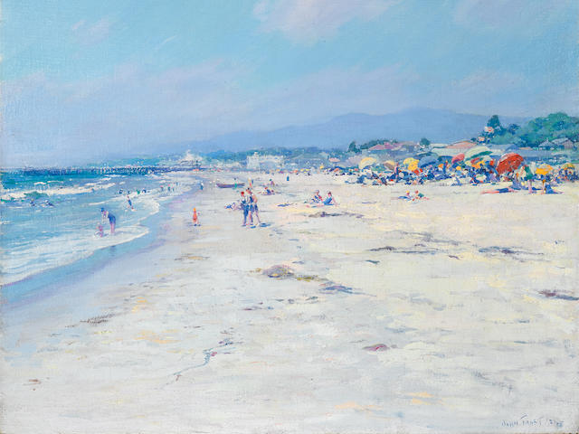 John Frost (American, 1890-1937) The beach, Santa Monica 24 x 28in overall: 34 x 38in (Painted in 1921)