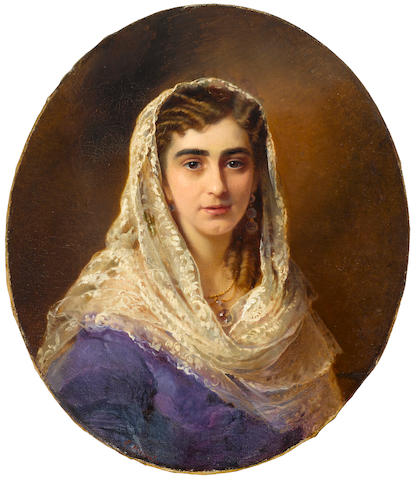 Attributed to Konstantin Egorovich Makovsky (Russian, 1839-1915) Portrait of Lidia Pashkova